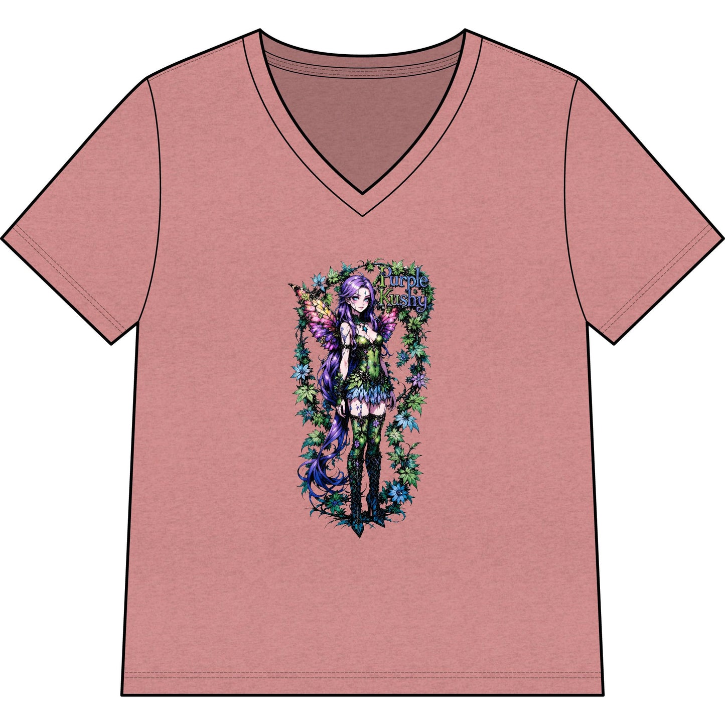 Fairy Anime Purple Kushy - V-Neck Women's Tee