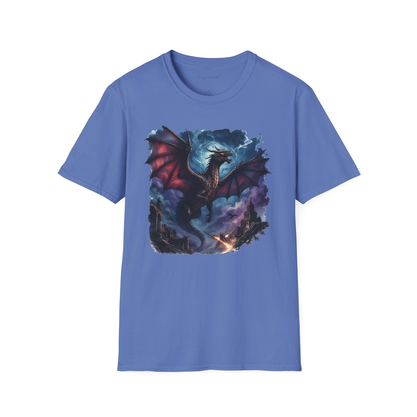 Dragon Night Above the Tower Unisex T-Shirt — Fantasy Dragon Artwork Tee