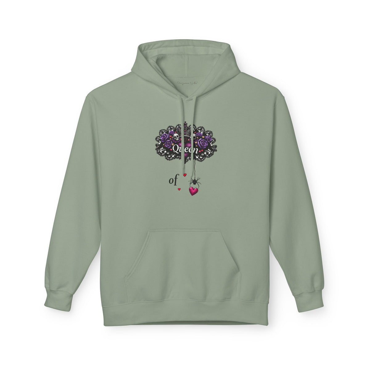 Queen of Hearts Hoodie - Spider Heart Drop Floral Sweatshirt Pullover - Marijuana Widow