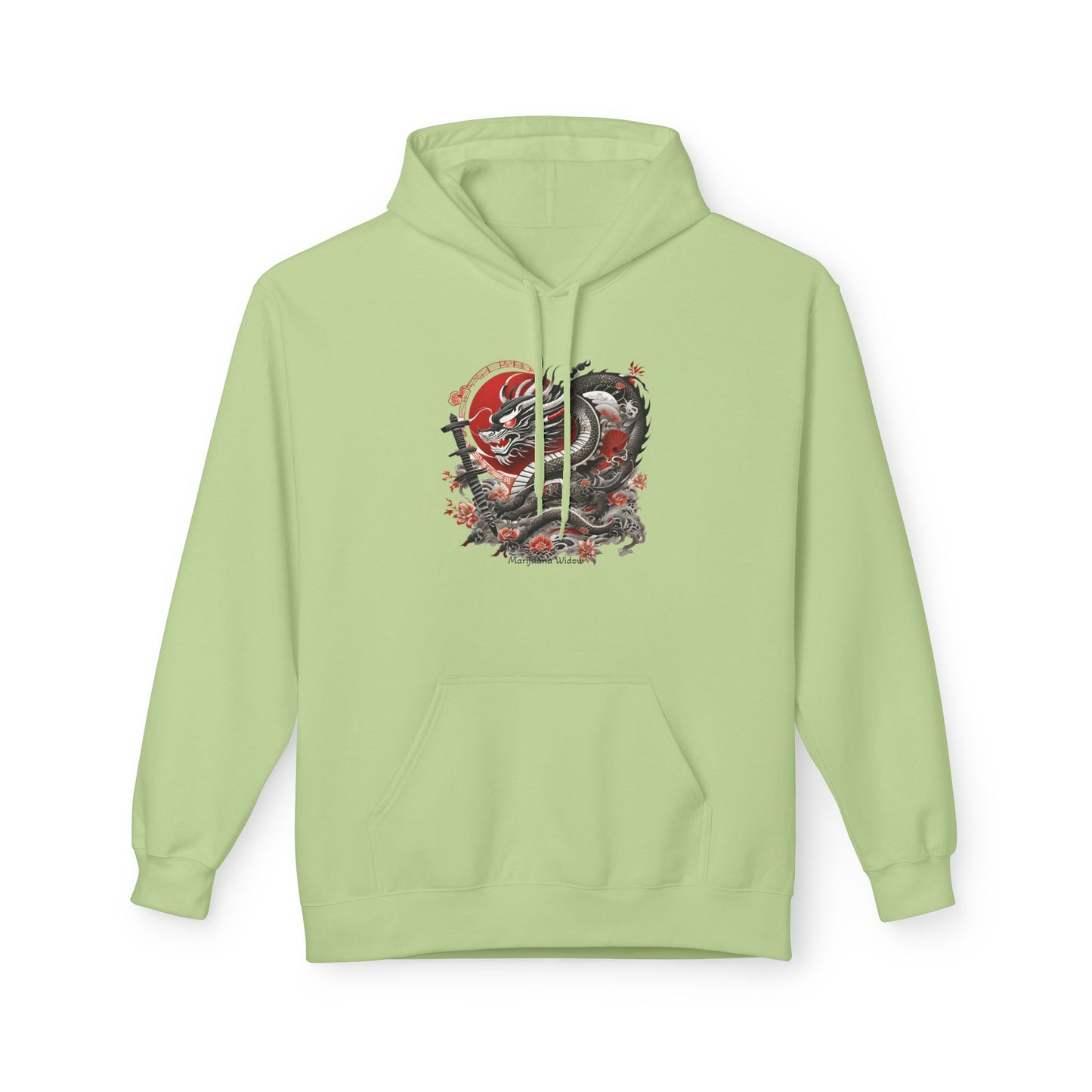 Koi Dragon Hoodie - Japanese Tattoo Style, Red Black - Unisex Sweatshirt