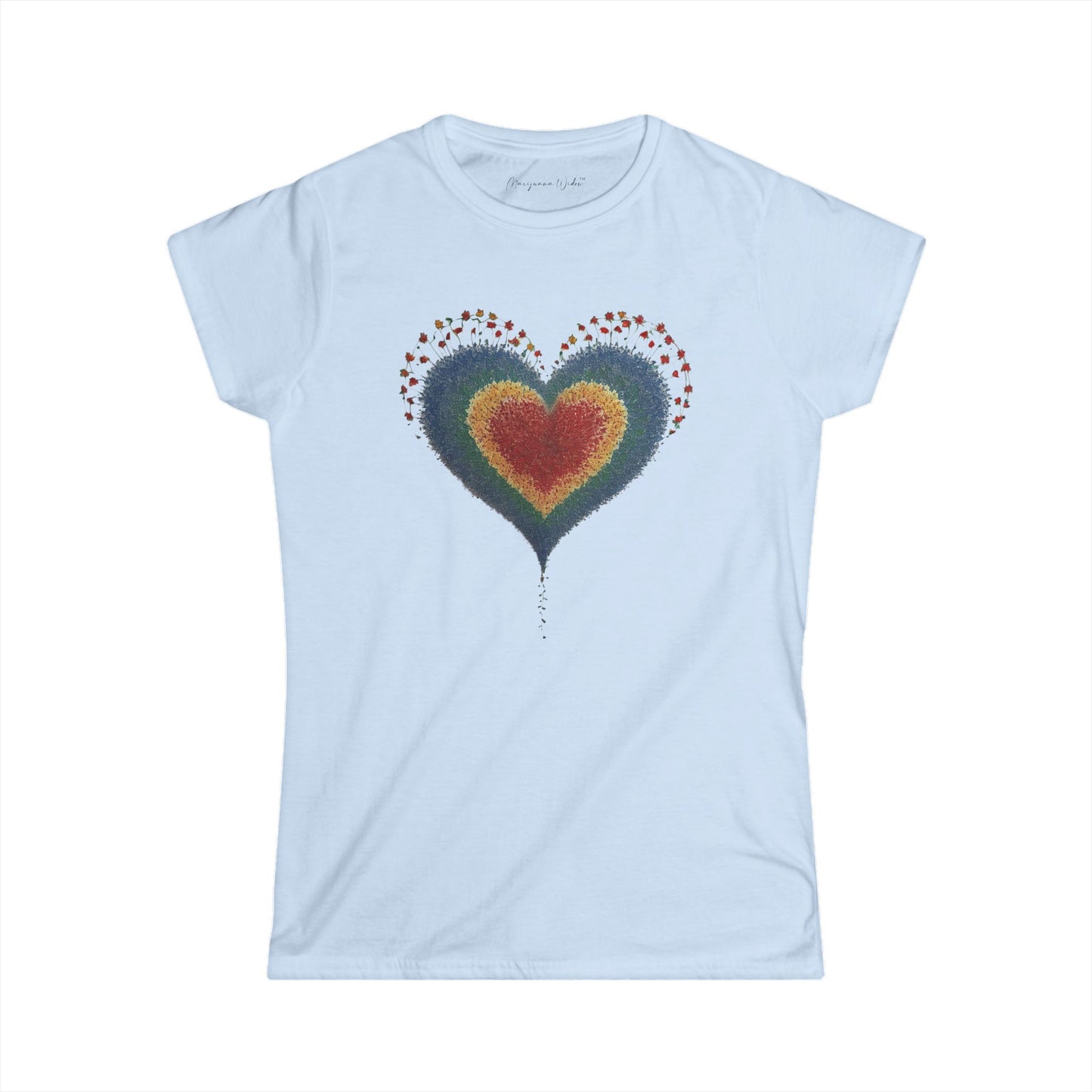 Heart Watercolor Tee — Rainbow Distressed Heart Graphic Women's Tee