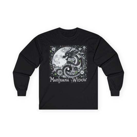 Dragon Rising Moon Long Sleeve Tee — Gothic Moon Graphic Shirt - Marijuana Widow