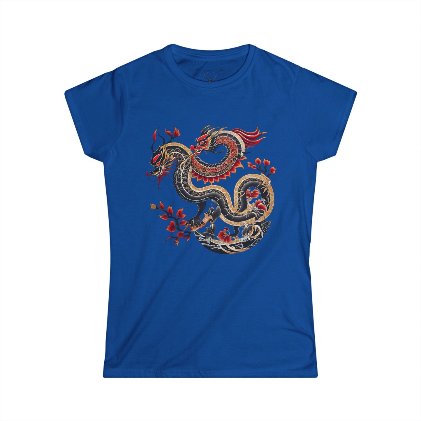 Dragon Floral Women's Tee — Vintage Eastern Serpent Graphic Shirt