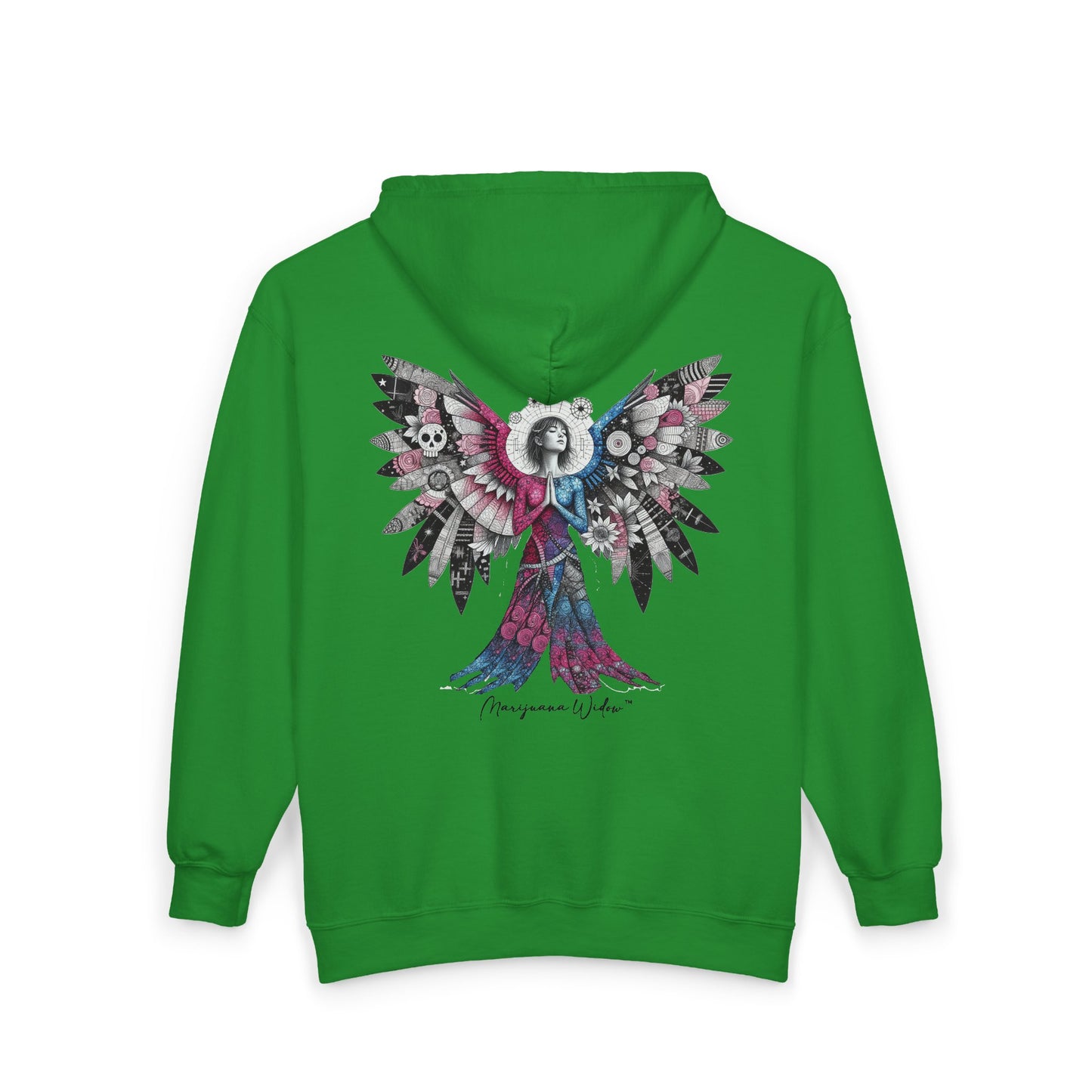 Angel Wings — Floral Skull Back Graphic - Full-Zip Hoodie