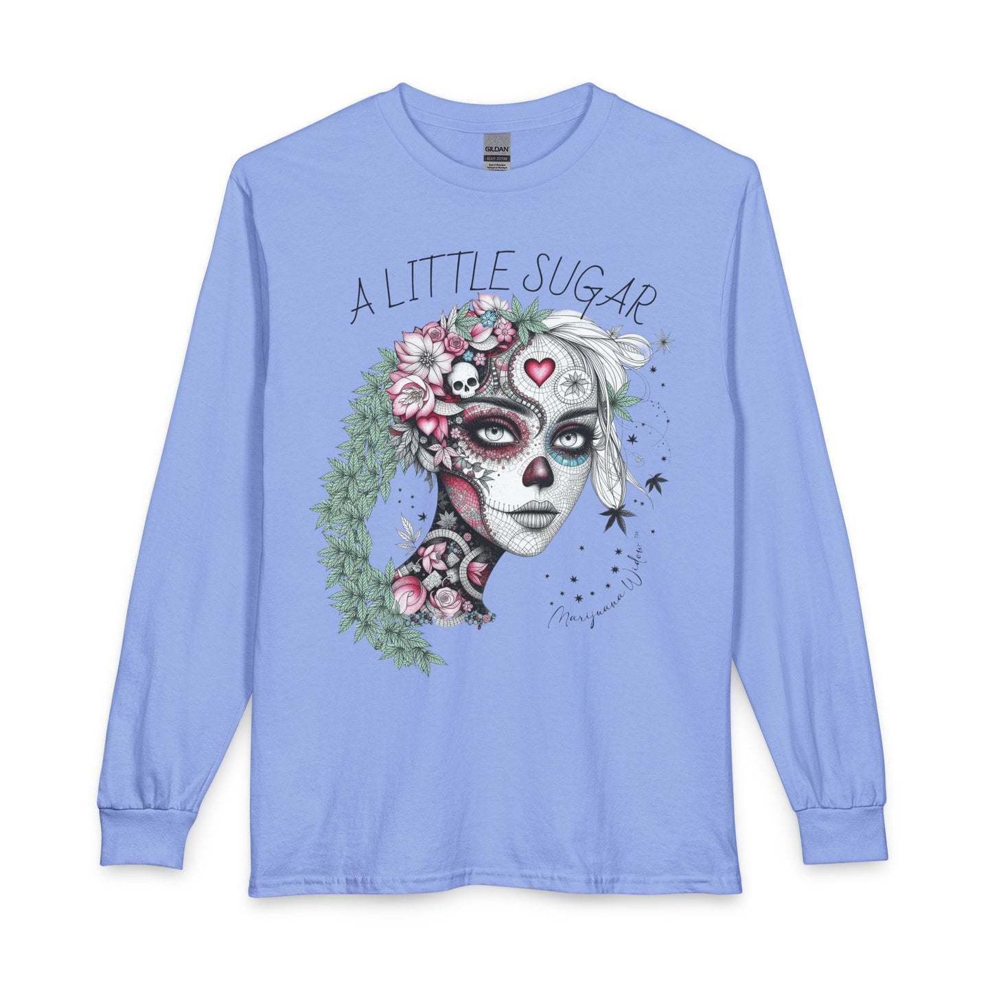 Day of the Dead Long Sleeve Tee — A Little Sugar - Skull Floral Graphic