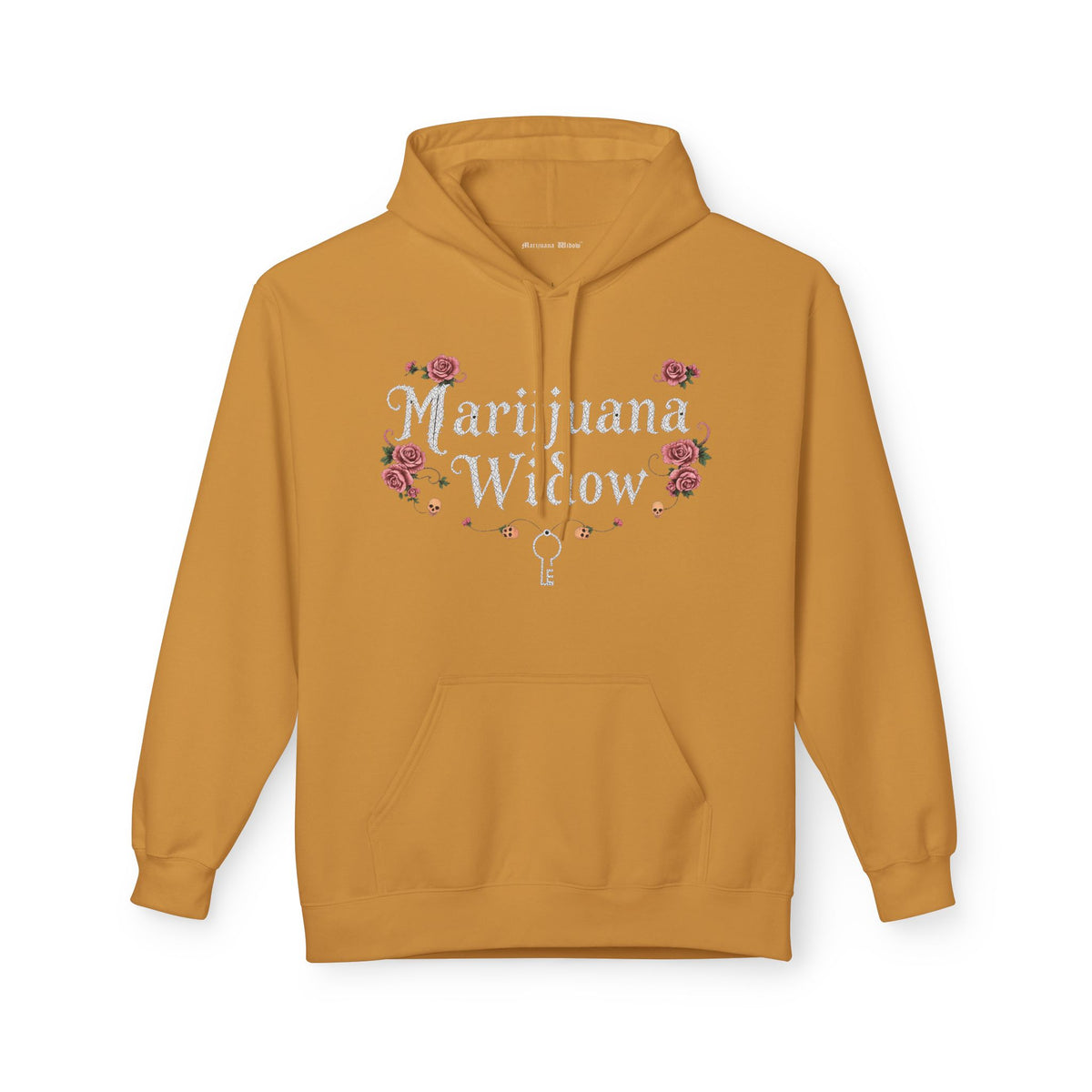 Marijuana Widow "Heart Aperture" - Pink Rose with Lace and Skulls Floral Hoodie - Marijuana Widow