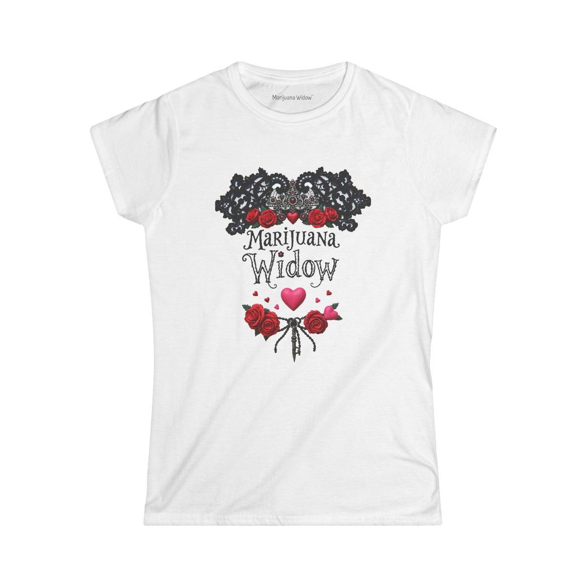 Marijuana Widow "Nobility" Women's Tee - Roses Hearts Lace Graphic T-Shirt