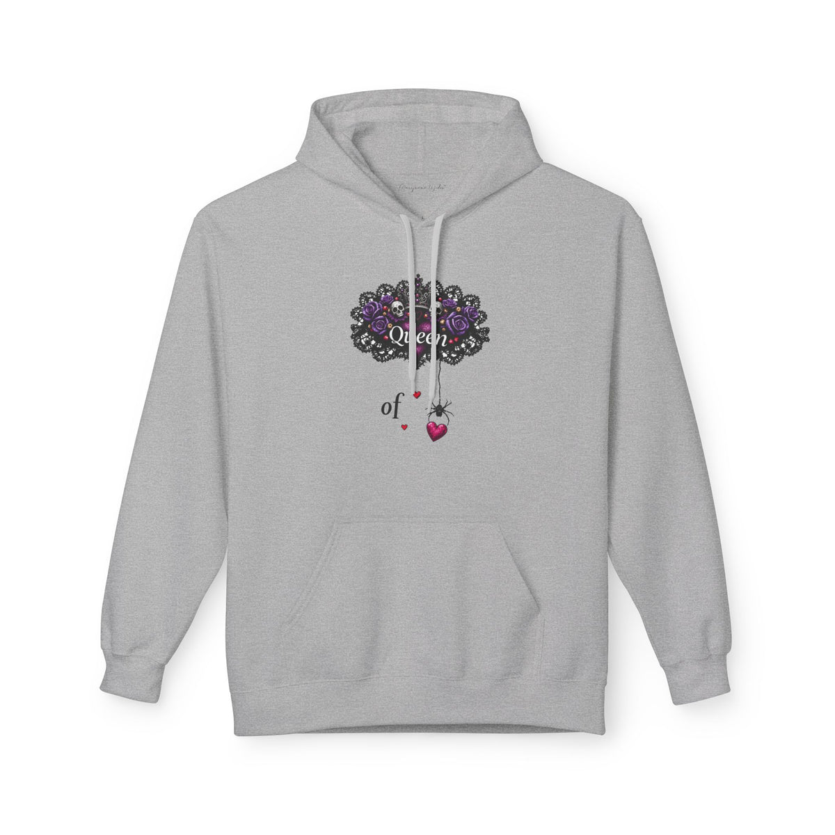 Queen of Hearts Hoodie - Spider Heart Drop Floral Sweatshirt Pullover - Marijuana Widow