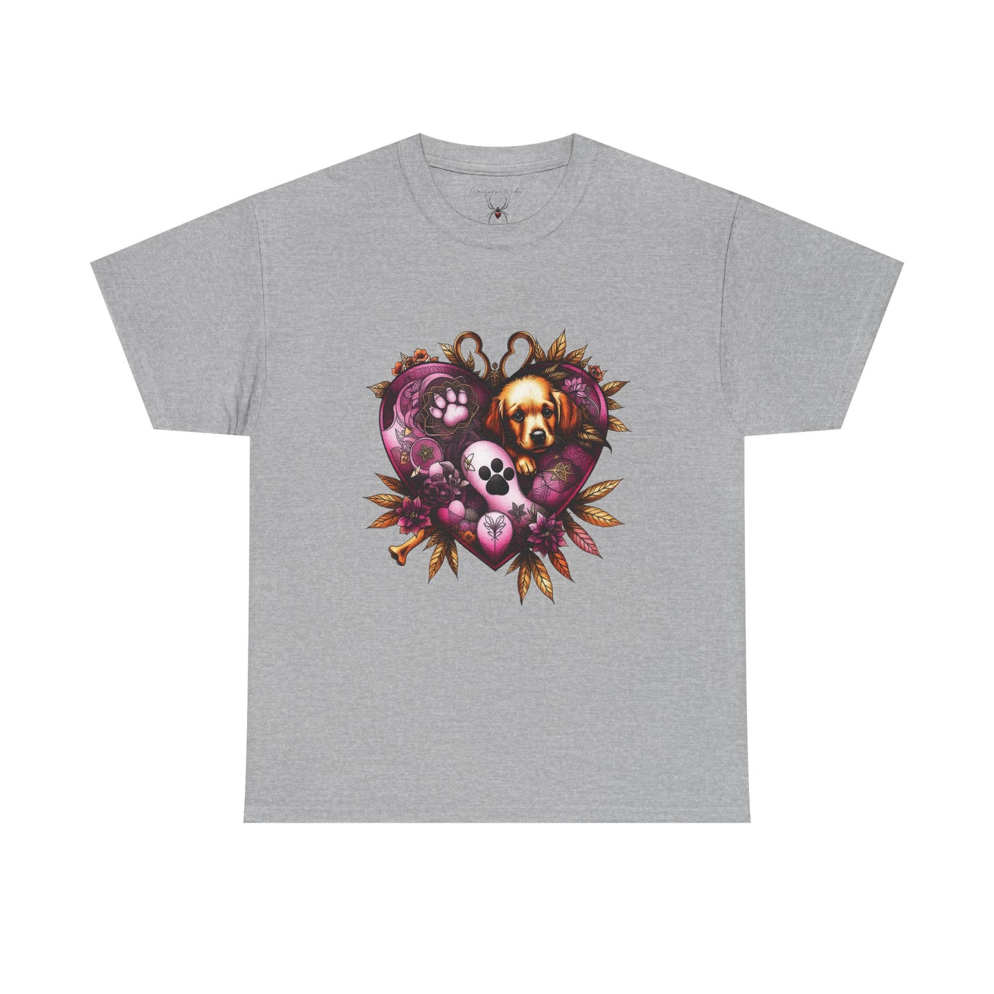 I Love Dogs - Golden Heart T-Shirt — Paw Print & Dog Portrait Tribute Unisex T-shirt