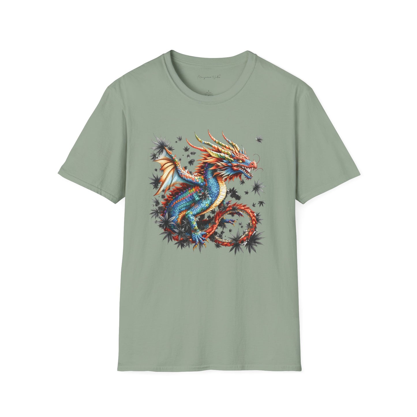 Dragon in Leaves Unisex T-Shirt — Colorful Dragon Graphic Tee