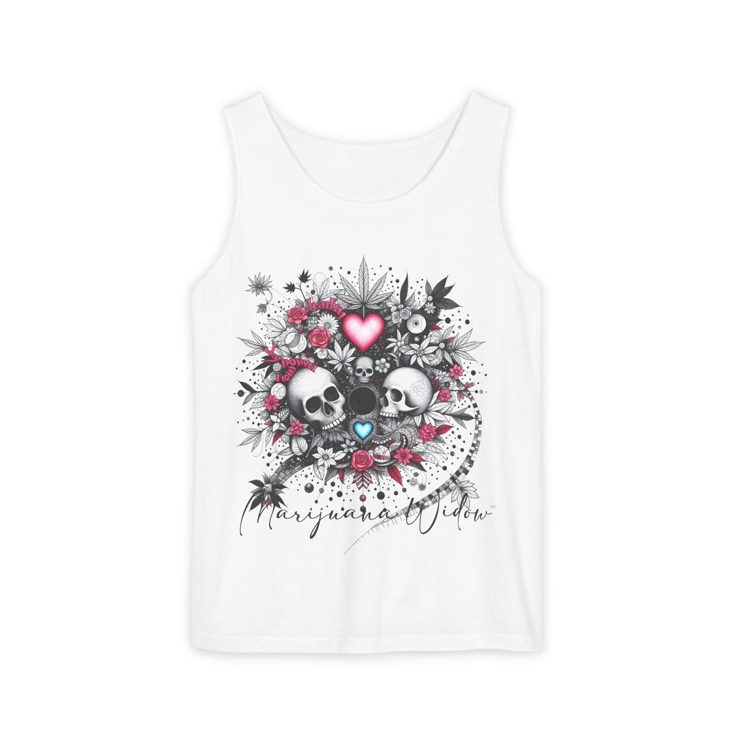 Skull & Roses Tank Top — Romantic Gothic Floral Graphic - Unisex Tank Top