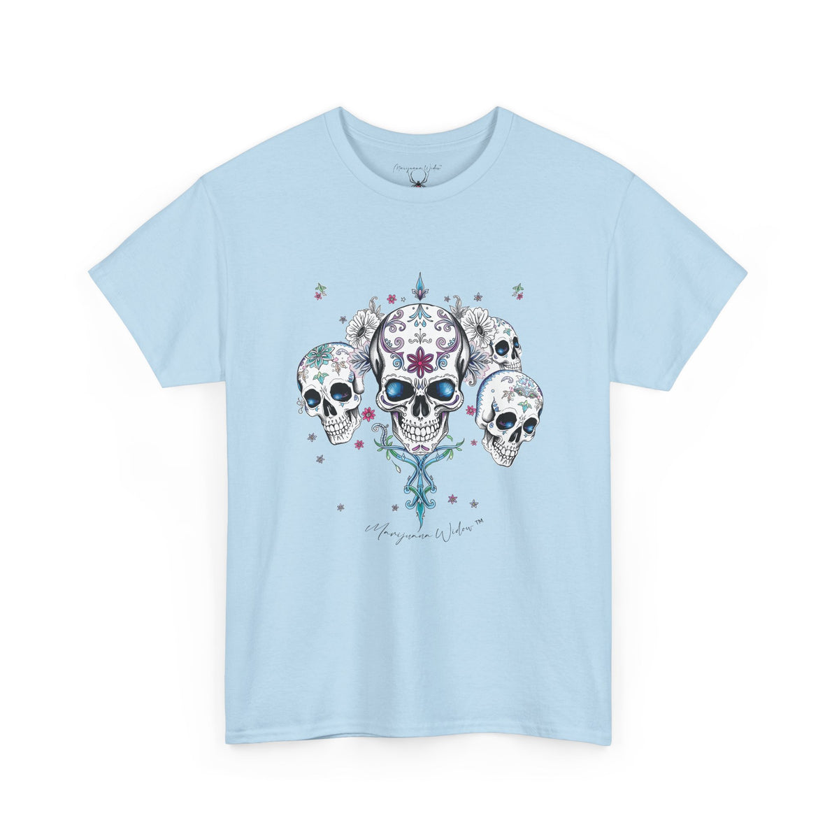 Dia de Los Muertos - Skulls - Blue Pink Green - Unisex T-shirt - Marijuana Widow