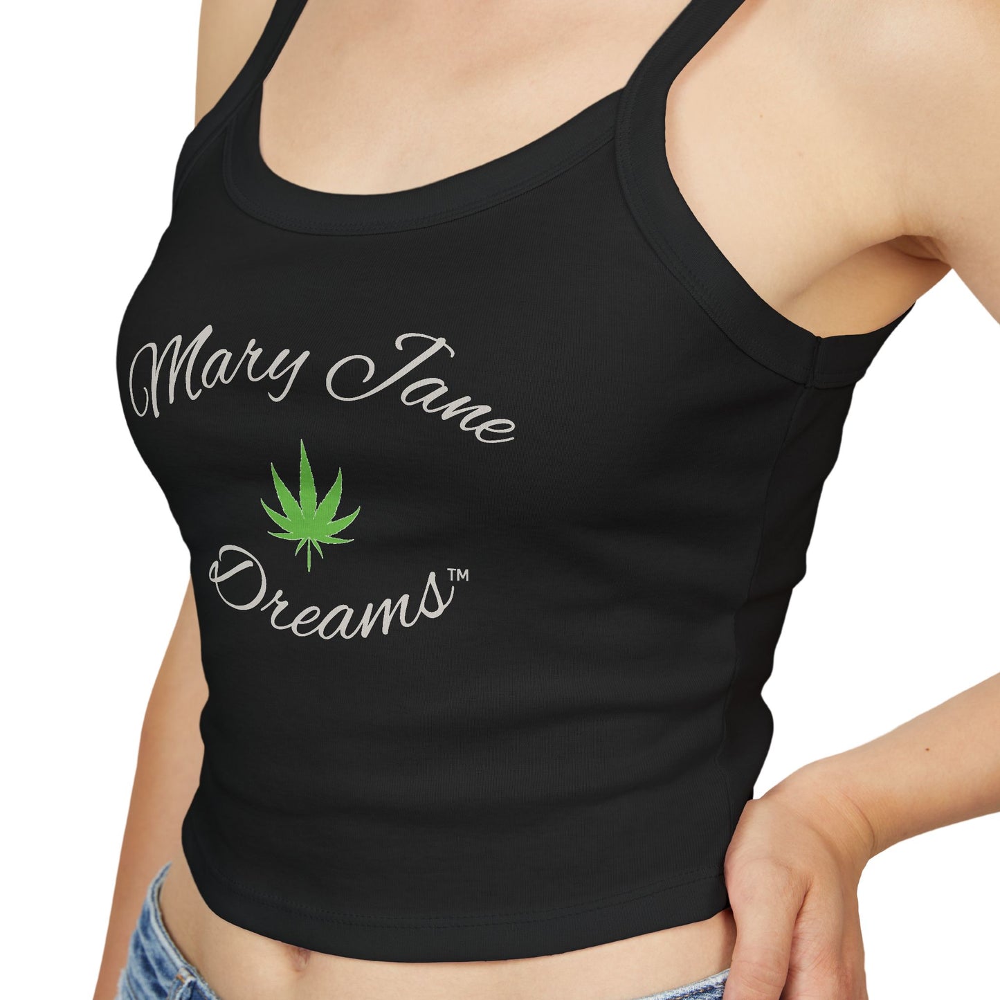Mary Jane Dreams Tank Top Simple Leaf — Women's Spaghetti Strap Crop
