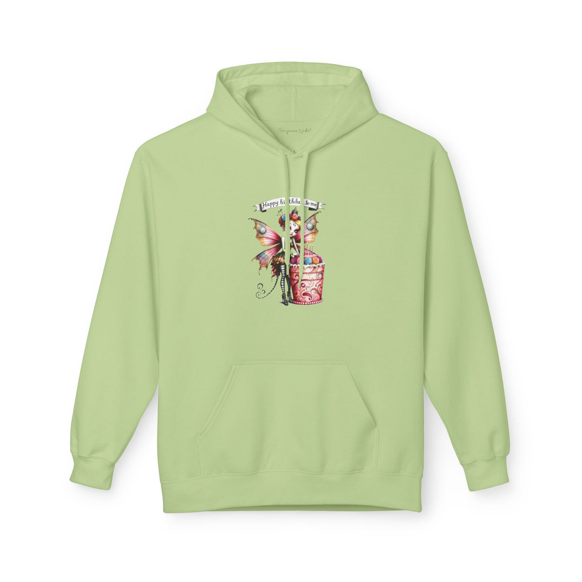 Fairy Butterfly - Happy Birthday to Me - Unisex Hoodie - Fairy and Cat with a Birthday Cake Sweatshirt - Marijuana Widow