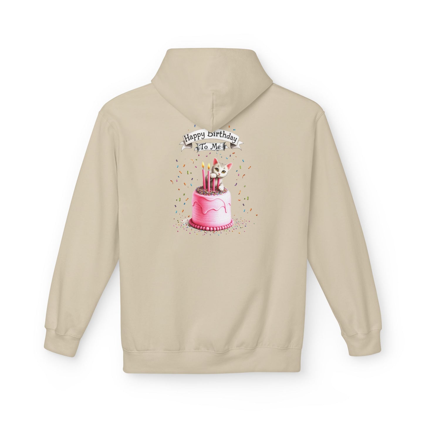 Fairy Butterfly - Happy Birthday to Me - Unisex Hoodie - Fairy and Cat with a Birthday Cake Sweatshirt