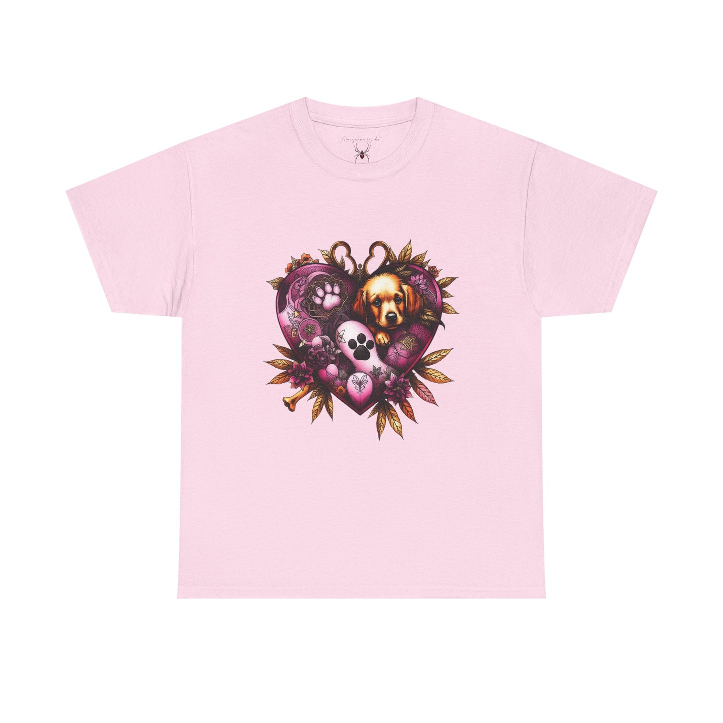 I Love Dogs - Golden Heart T-Shirt — Paw Print & Dog Portrait Tribute Unisex T-shirt