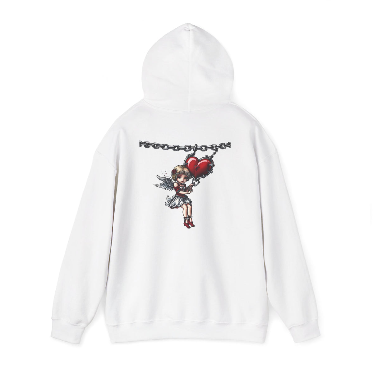 Cupid Girl Heart Necklace Hoodie – Cute Romantic Graphic Unisex Sweatshirt - Marijuana Widow