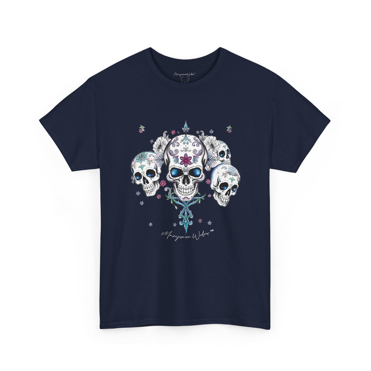 Dia de Los Muertos - Skulls - Blue Pink Green - Unisex T-shirt - Marijuana Widow