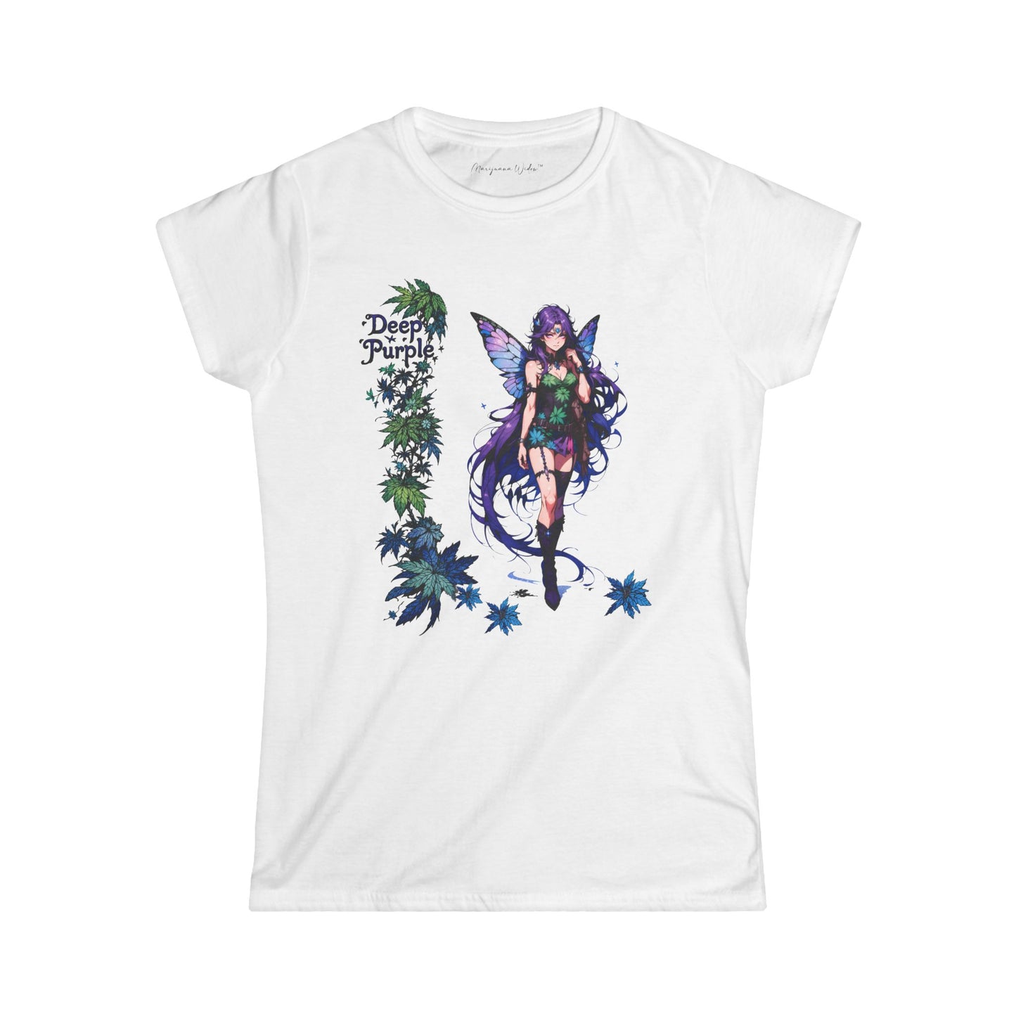 Deep Purple - Fairy Anime T-Shirt — Purple Winged Fairy Illustration