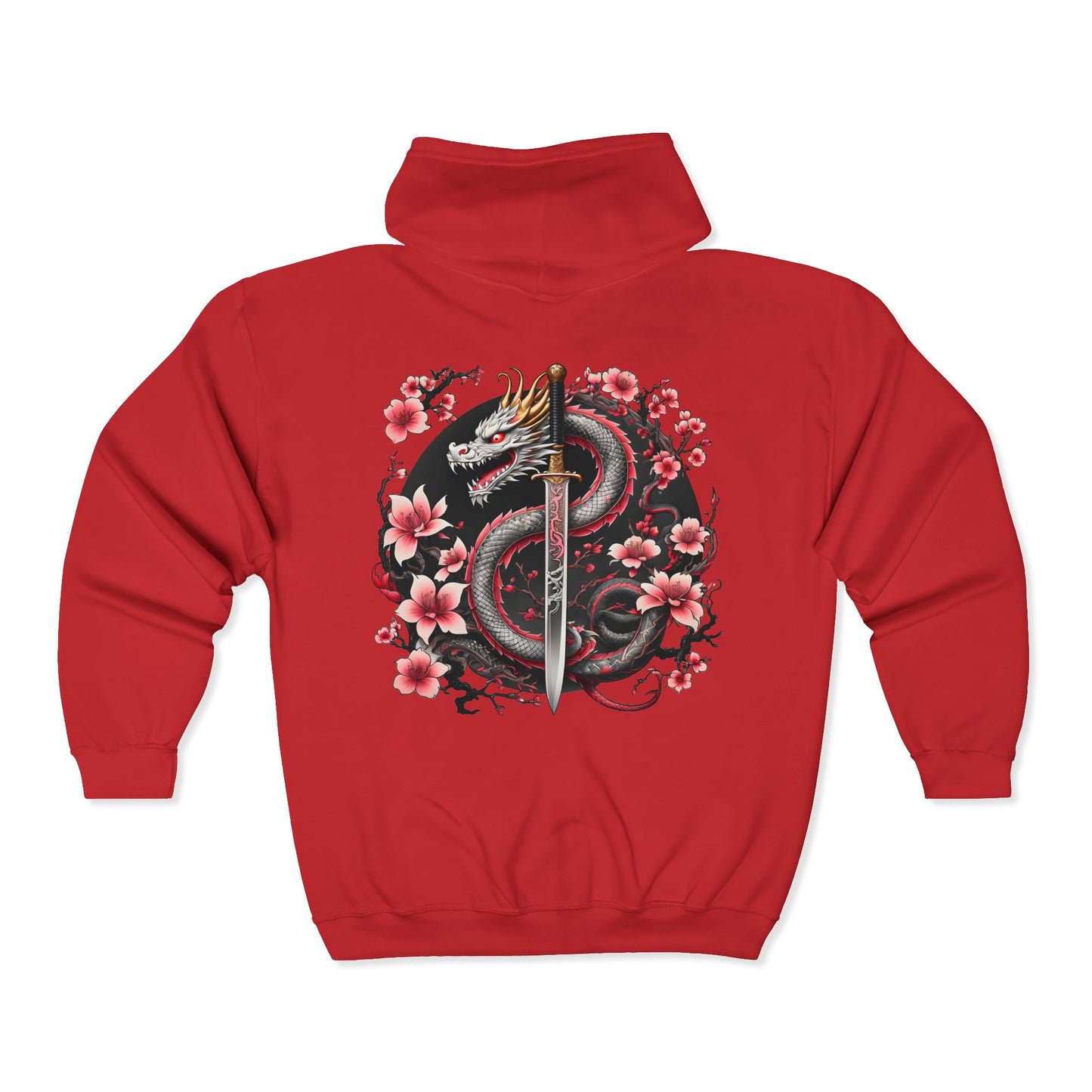 Black Dragon, Black Moon - Dragon Dagger Zip Hoodie – Sakura Sword Back Graphic