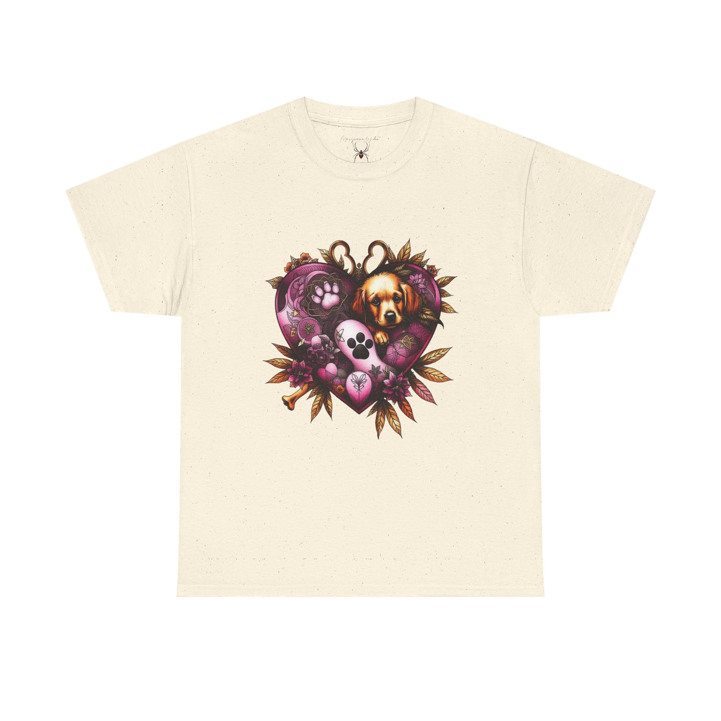I Love Dogs - Golden Heart T-Shirt — Paw Print & Dog Portrait Tribute Unisex T-shirt