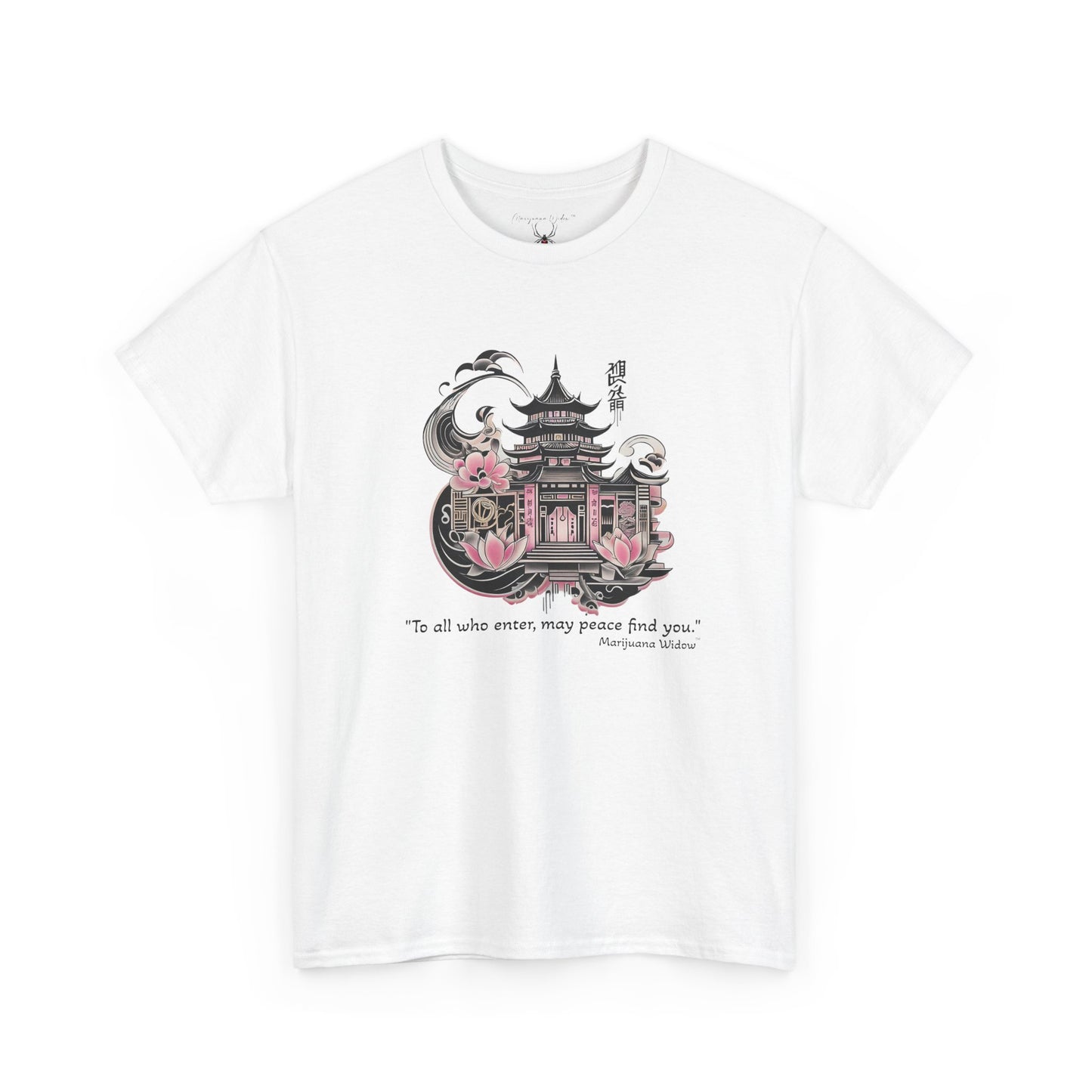 Japanese Temple Sakura T‑Shirt — Pagoda with Cherry Blossoms - Unisex T-Shirt