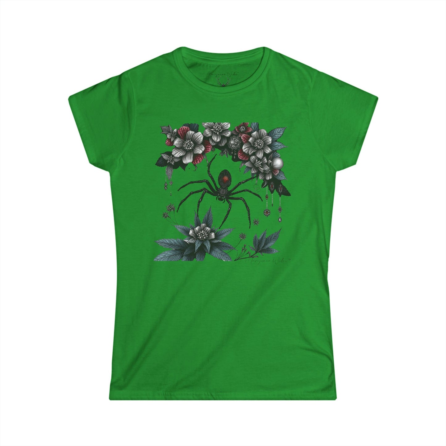 Bejeweled Black Widow Spider Floral - Women's Tee