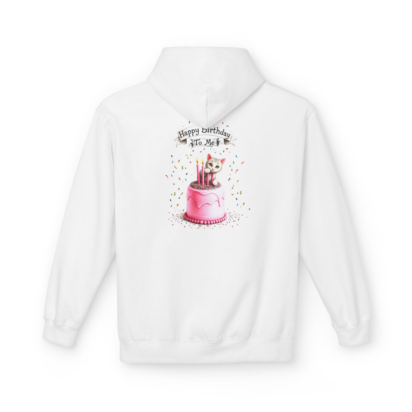 Fairy Butterfly - Happy Birthday to Me - Unisex Hoodie - Fairy and Cat with a Birthday Cake Sweatshirt