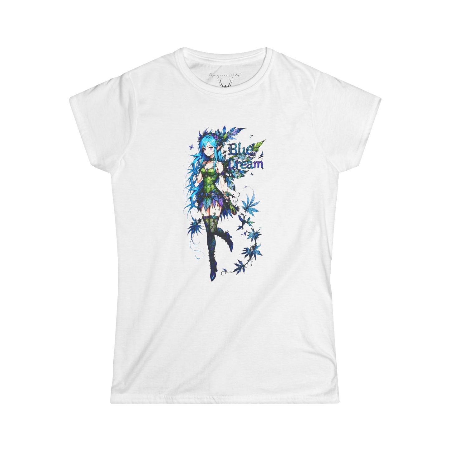 Blue Dream Anime Fairy T-Shirt — Floral Fantasy Graphic Unisex T-shirt