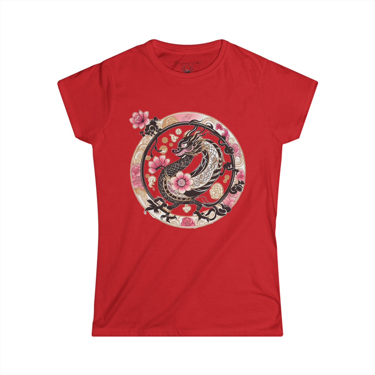 Sakura Dragon Floral Graphic Women's Tee - Marijuana Widow