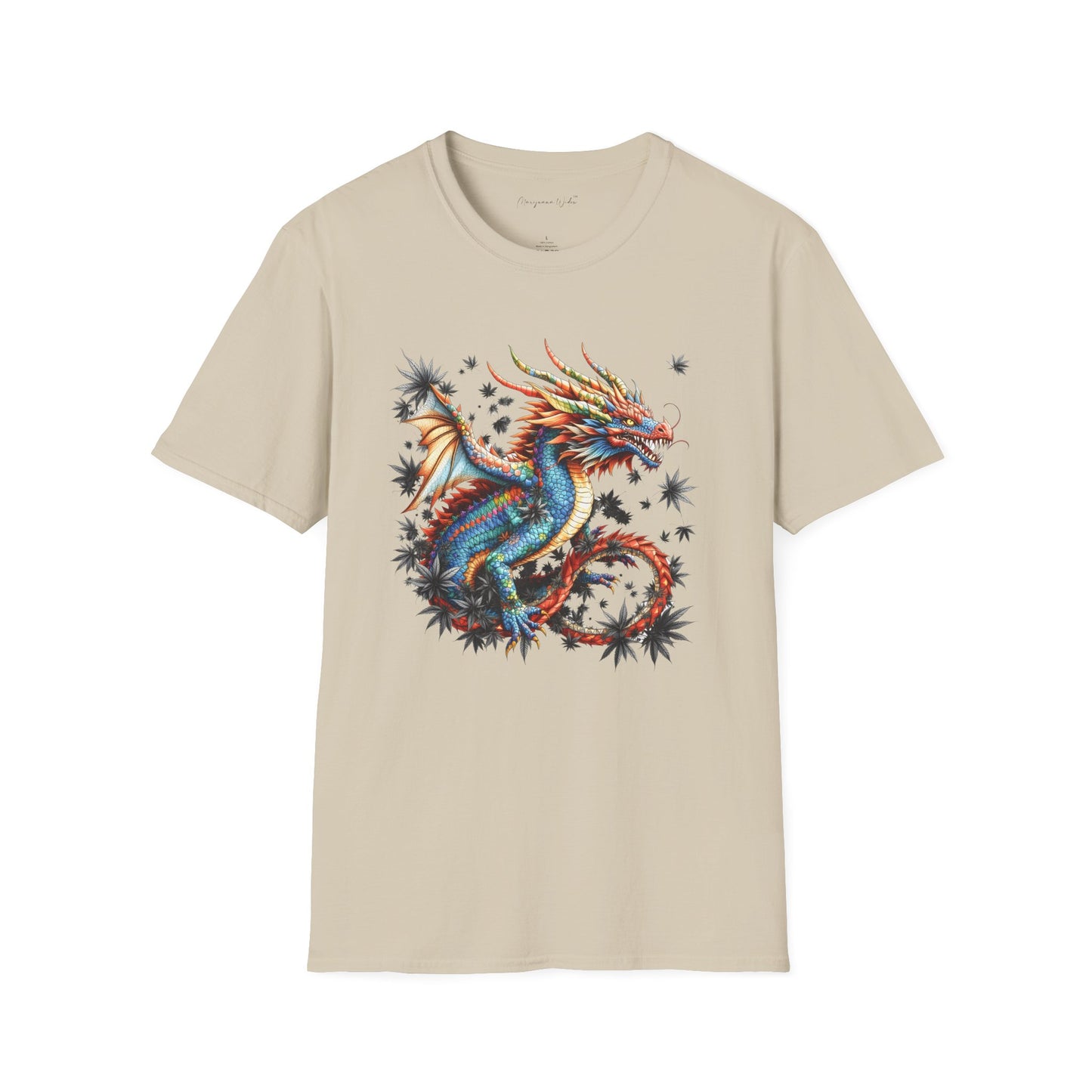 Dragon in Leaves Unisex T-Shirt — Colorful Dragon Graphic Tee