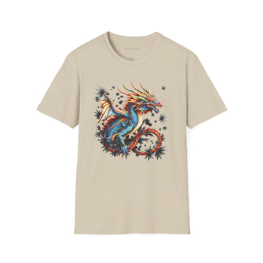 Dragon in Leaves Unisex T-Shirt — Colorful Dragon Graphic Tee