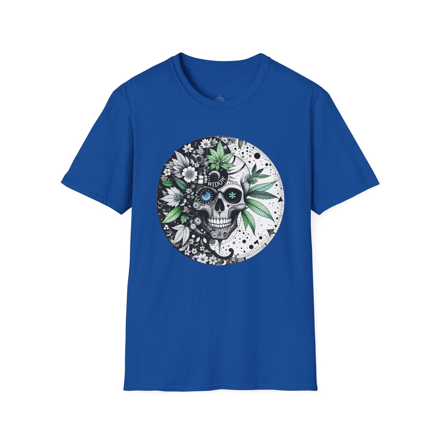 Skull Floral Tee — 'Widow' Botanical Day of the Dead Graphic Unisex Soft T-Shirt