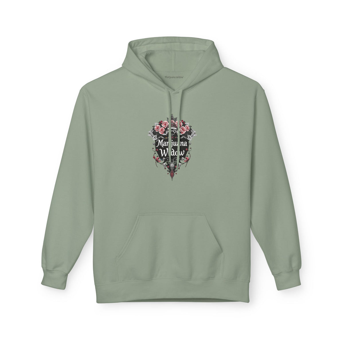 Marijuana Widow "Unlock My Heart" Hoodie - Pink Rose Covered Secret Lock Adorned with Skulls