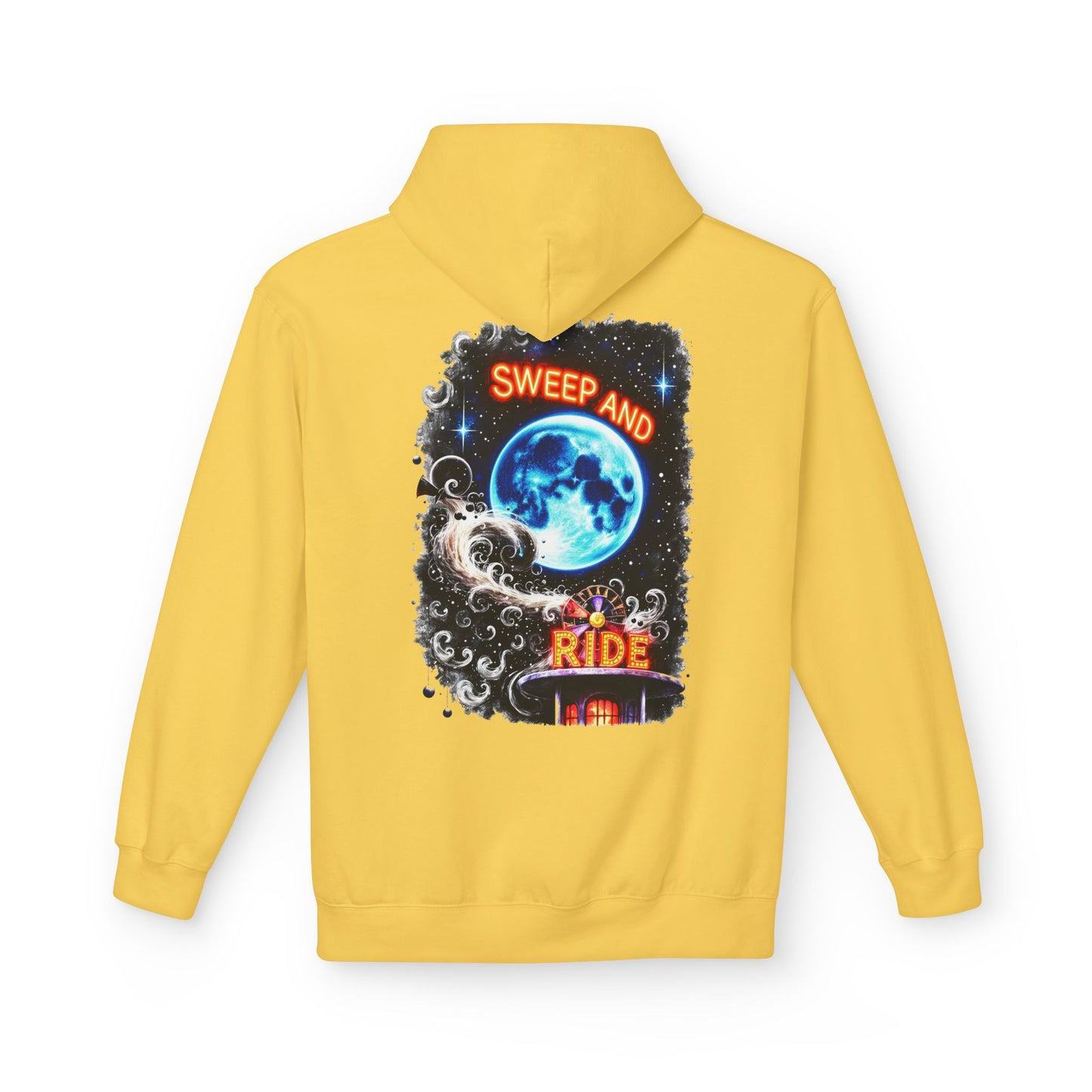 Halloween Fairy - 'Sweep and Ride' - Witch Broom Fairy Graphic Unisex Hoodie