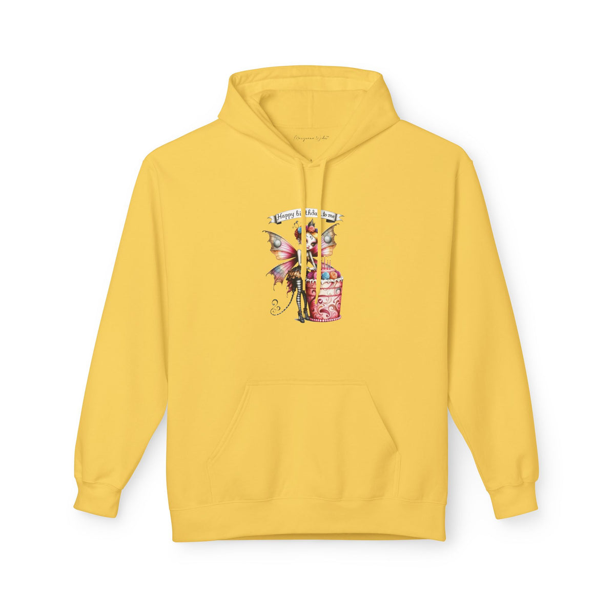 Fairy Butterfly - Happy Birthday to Me - Unisex Hoodie - Fairy and Cat with a Birthday Cake Sweatshirt - Marijuana Widow