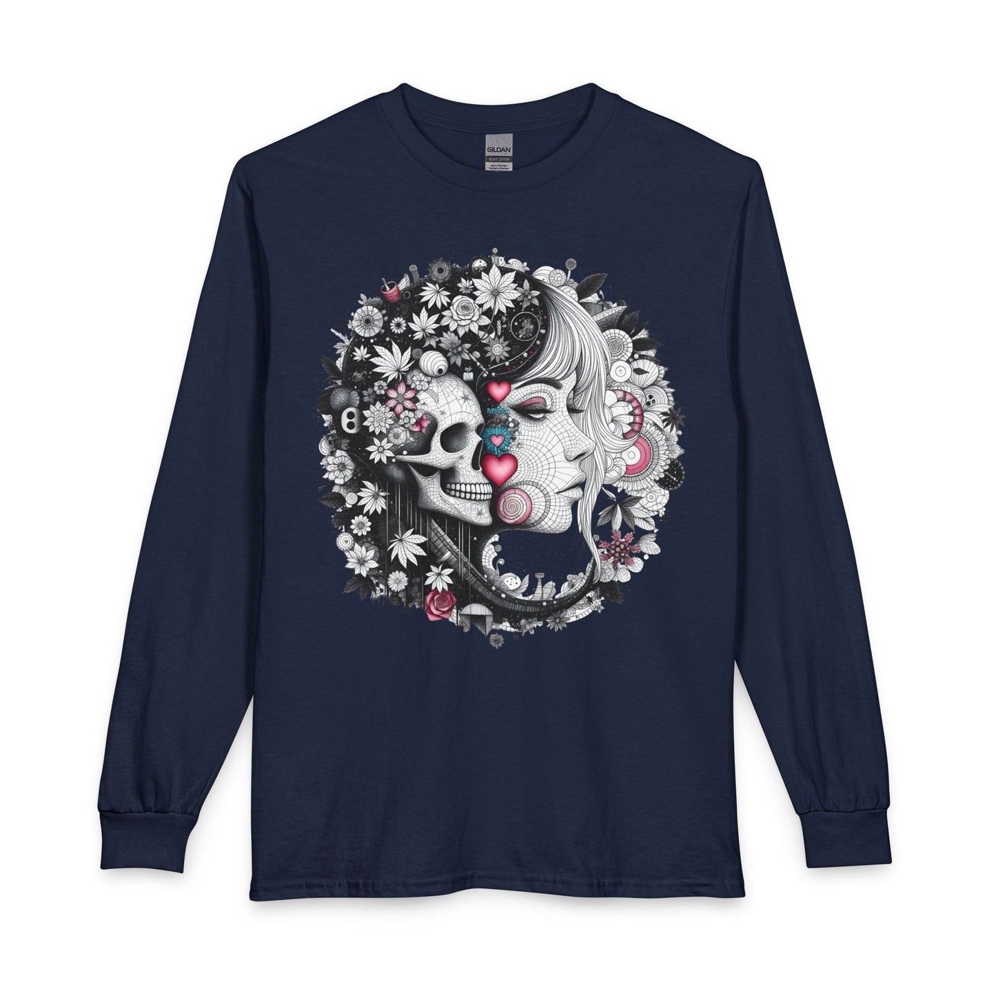 Skull & Mary Floral Long Sleeve Tee — Day of the Dead Romance