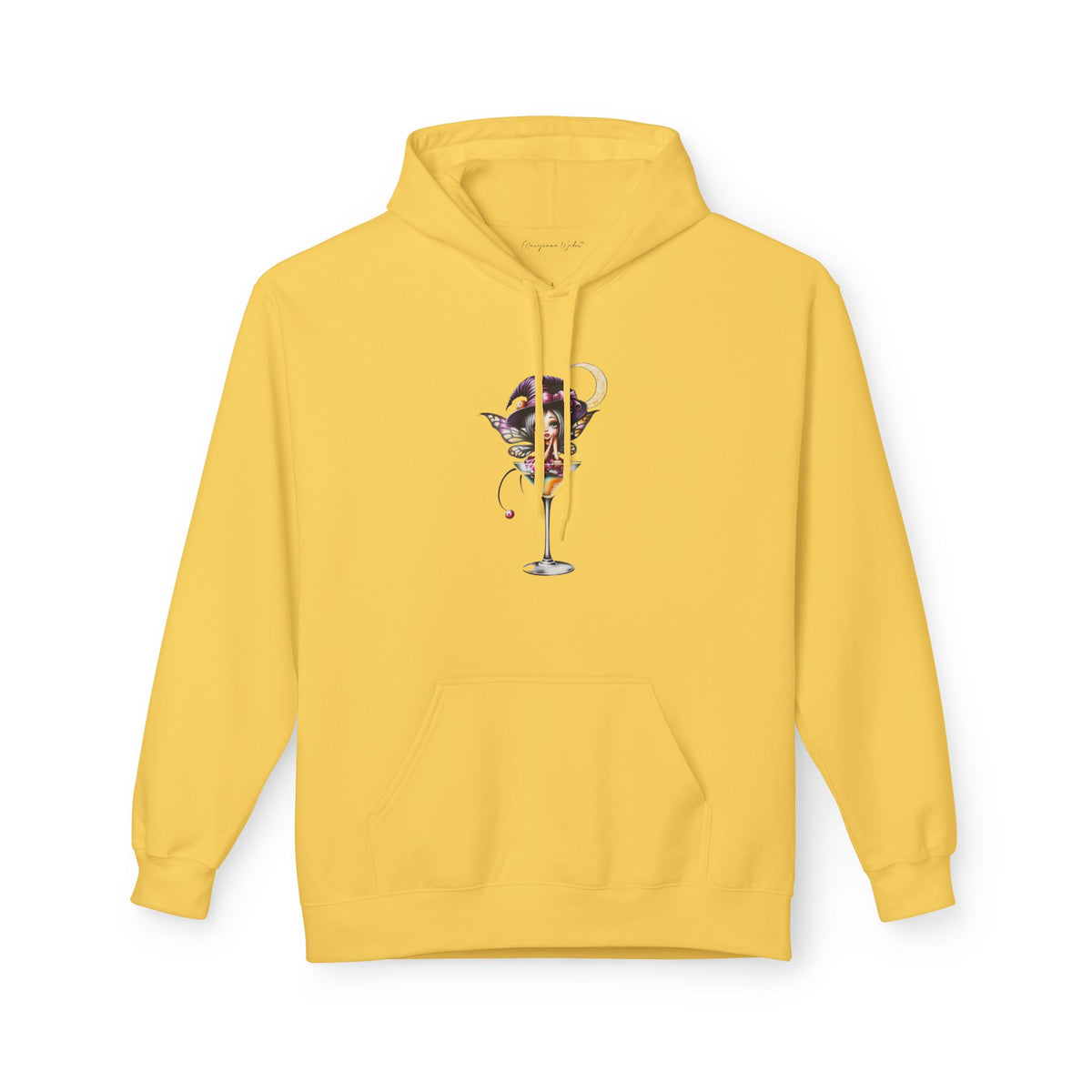 Halloween Fairy - Martini Bath Graphic Unisex Hoodie — Retro Cocktail Illustration - Marijuana Widow