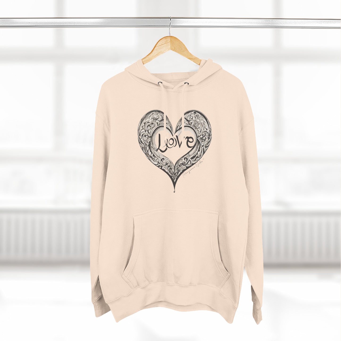 Love Heart Hoodie — Vintage Filigree Heart Pullover - Unisex Hoodie