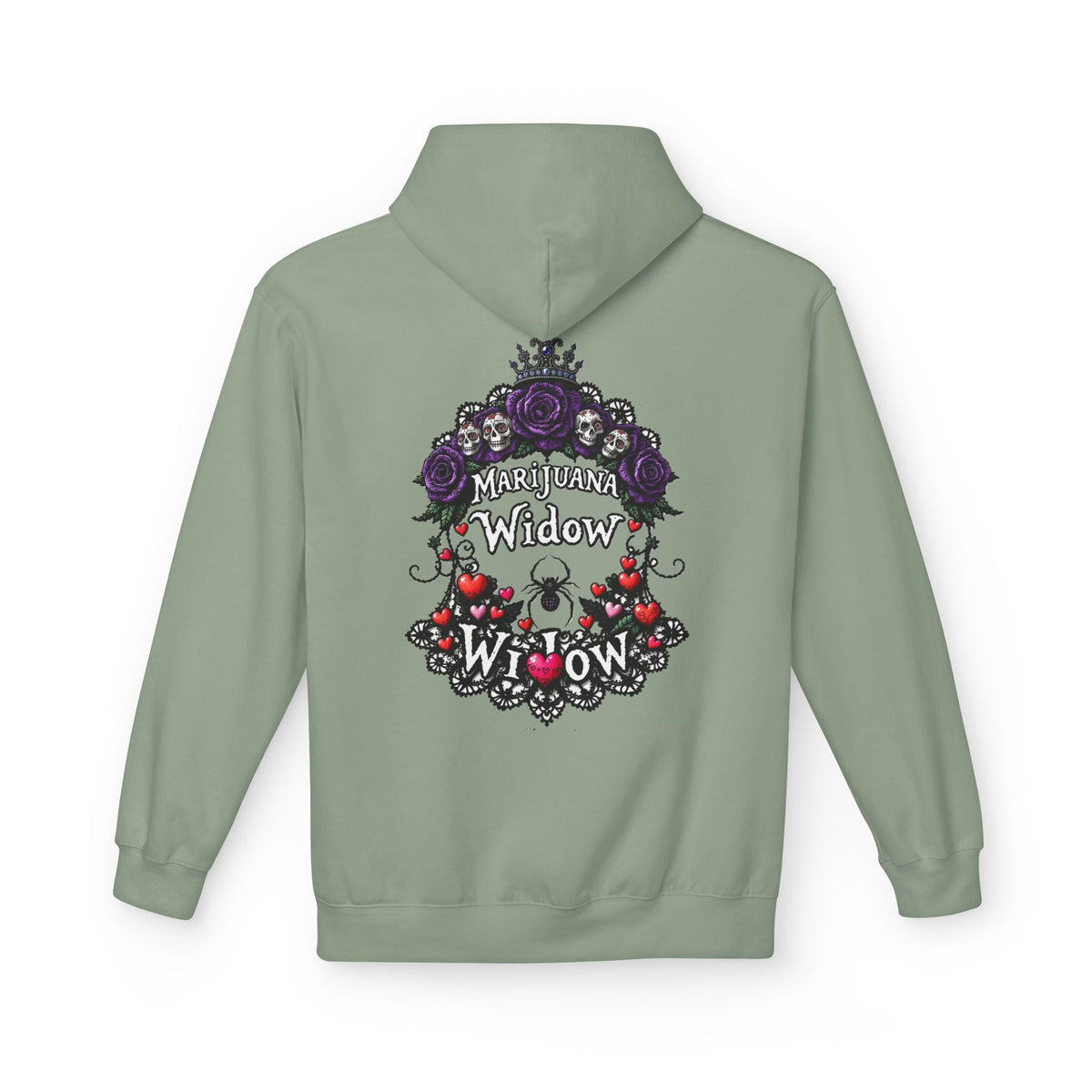 Queen of Hearts Hoodie - Spider Heart Drop Floral Sweatshirt Pullover - Marijuana Widow