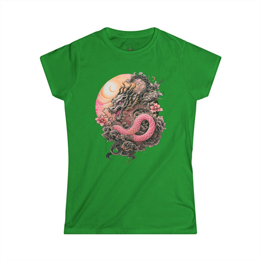 Dragon Serpent Tee — Pink Asian Dragon Graphic Women's T-Shirt