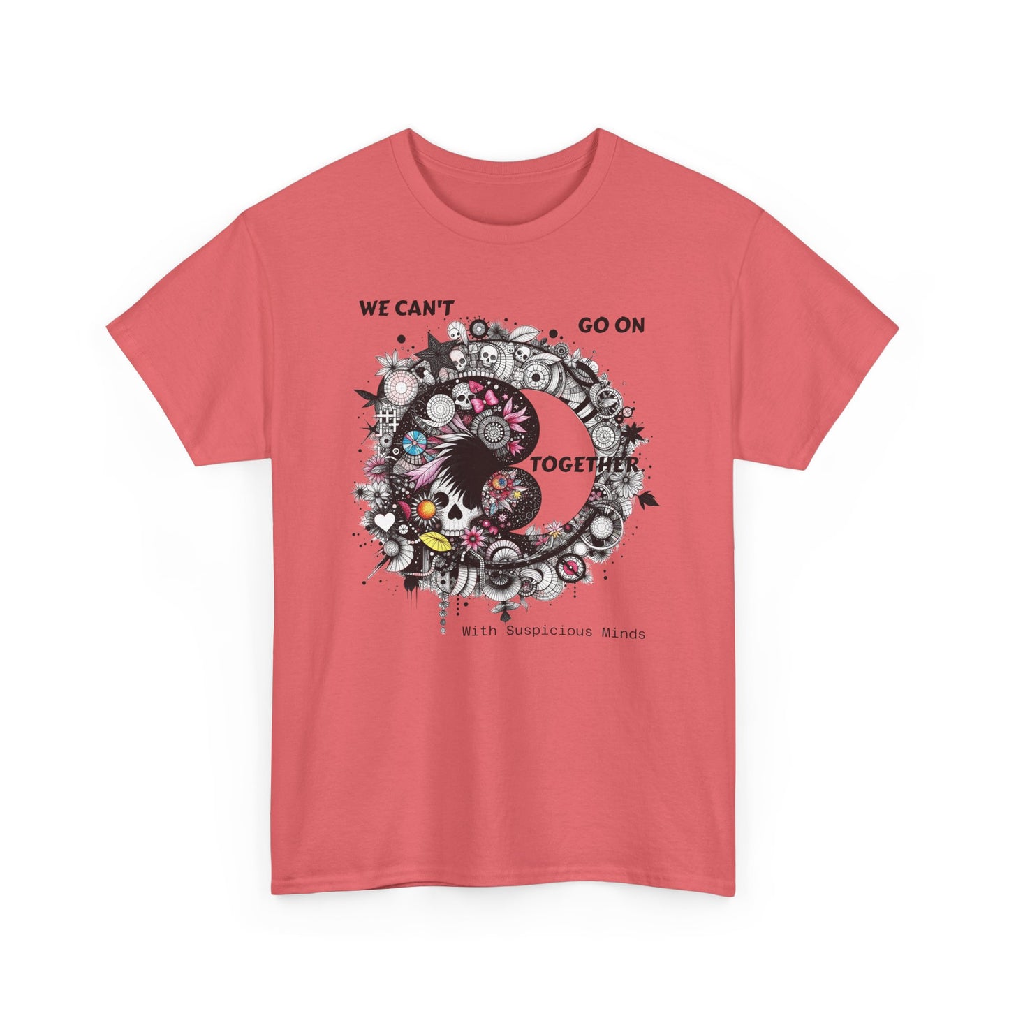 We Can't Go on Together - Ying Yang Floral Skull T-Shirt- Gothic Boho Graphic Unisex Tee