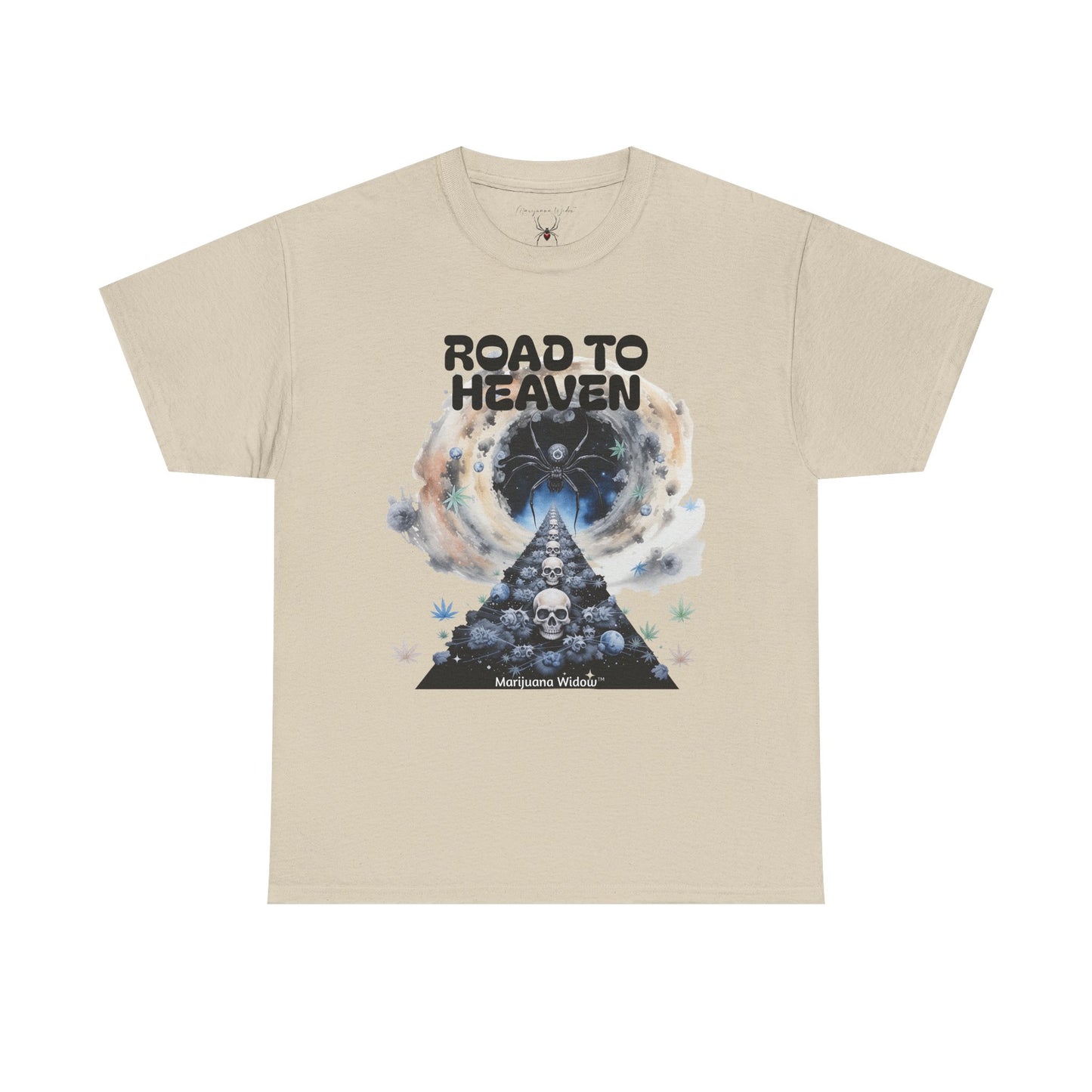Road to Heaven Marijuana Tee — Diamond, Skull & Leaf Graphic - Unisex T-shirt