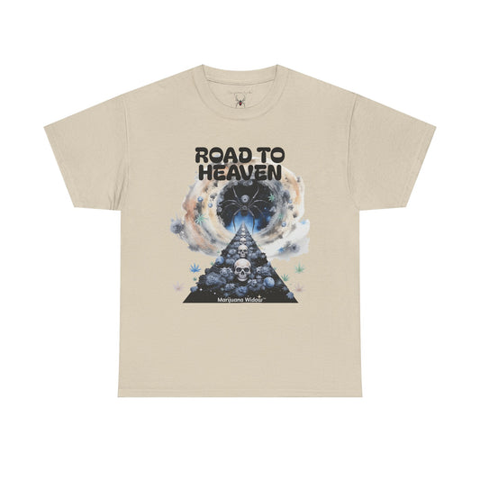 Road to Heaven Marijuana Tee — Diamond, Skull & Leaf Graphic - Unisex T-shirt