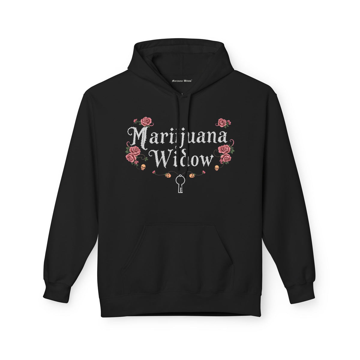Marijuana Widow "Heart Aperture" - Pink Rose with Lace and Skulls Floral Hoodie - Marijuana Widow