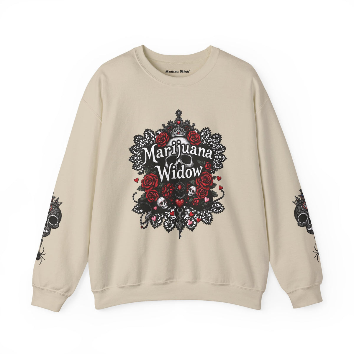 Marijuana Widow "Love My Skulls" Floral Crewneck Sweatshirt - Marijuana Widow