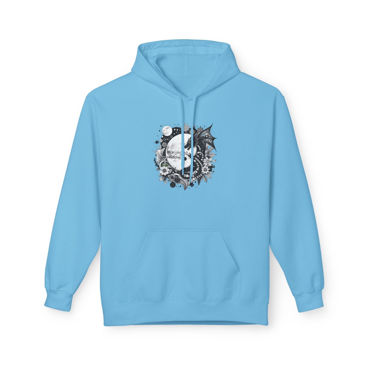 Midnight Garden Hoodie — Black & Green Fantasy Dragon Sword Unisex Hoodie