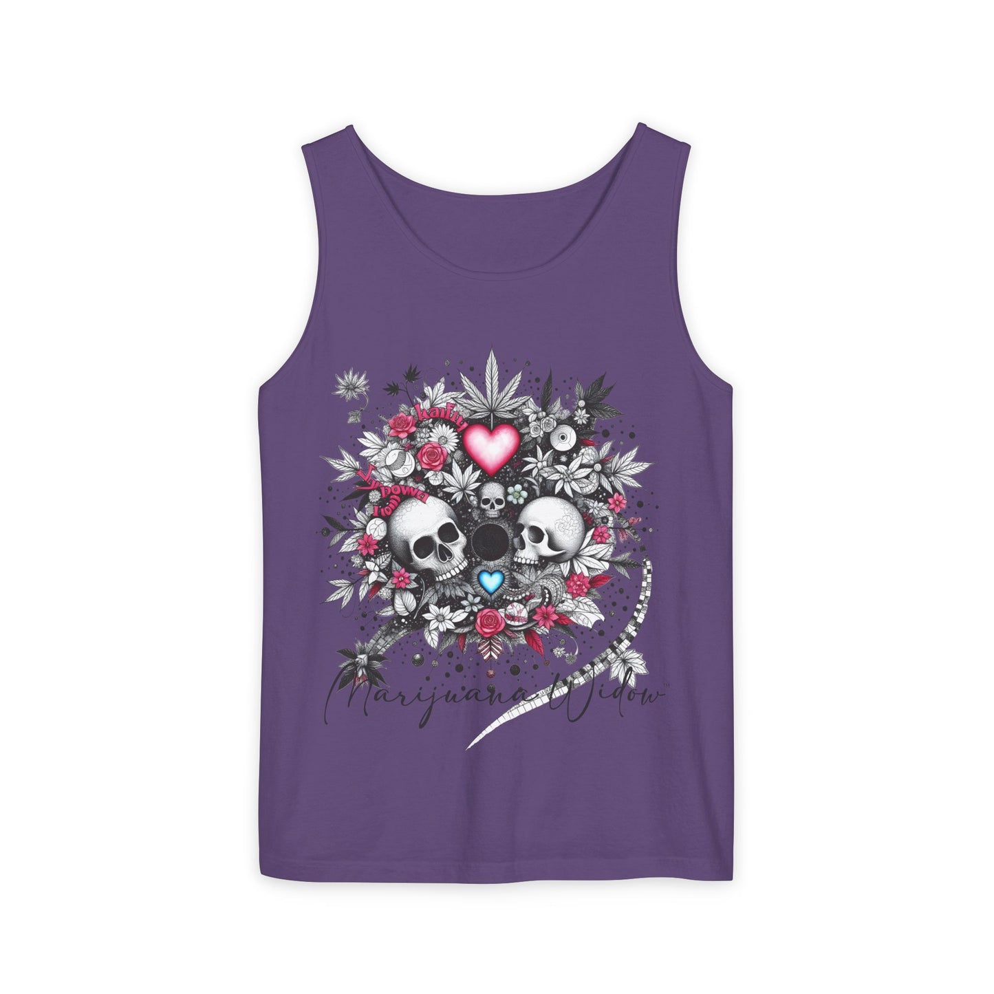 Skull & Roses Tank Top — Romantic Gothic Floral Graphic - Unisex Tank Top