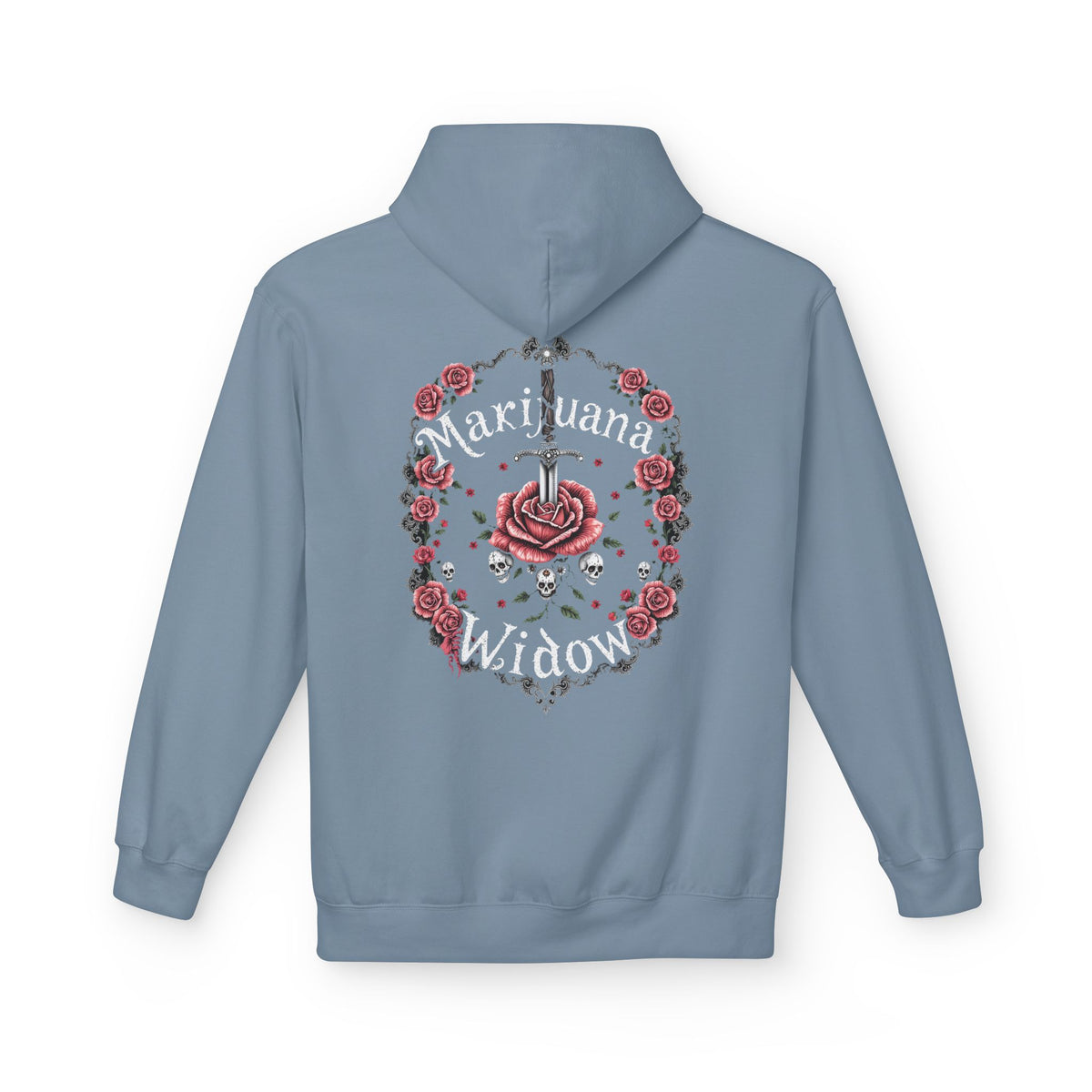 Marijuana Widow "Heart Aperture" - Pink Rose with Lace and Skulls Floral Hoodie - Marijuana Widow