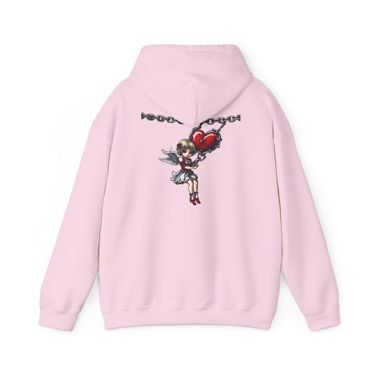 Cupid Girl Heart Necklace Hoodie – Cute Romantic Graphic Unisex Sweatshirt